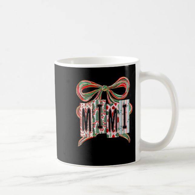 Coquette Bow Merry Christmas Mimi Grandma Xmas Paj Coffee Mug (Right)