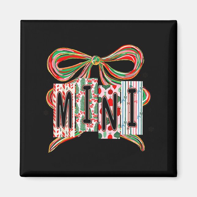 Coquette Bow Merry Christmas Mini Grandma Xmas Paj Magnet (Front)