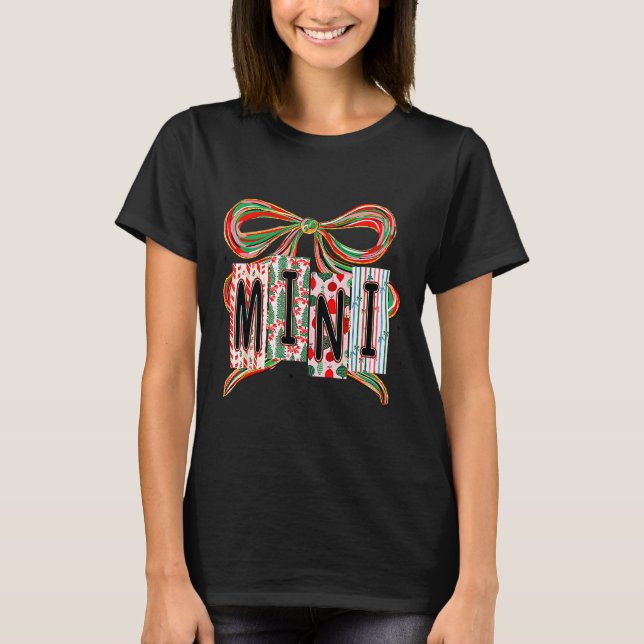Coquette Bow Merry Christmas Mini Grandma Xmas Paj T-Shirt (Front)