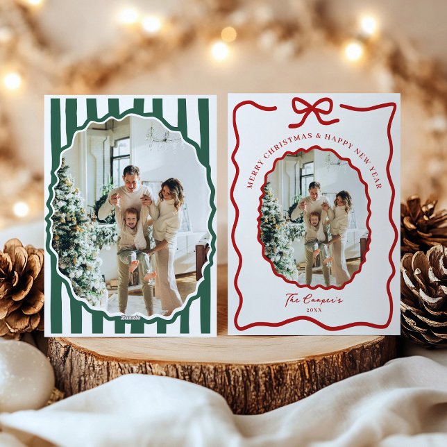 Coquette Bow Merry Christmas Photo Holiday Card (Creator Uploaded)