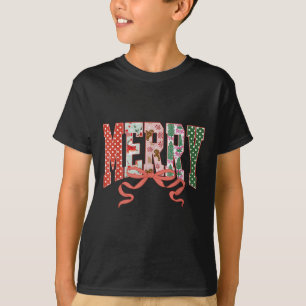 Coquette Bow Merry Christmas Xmas Family Pajamas H T-Shirt
