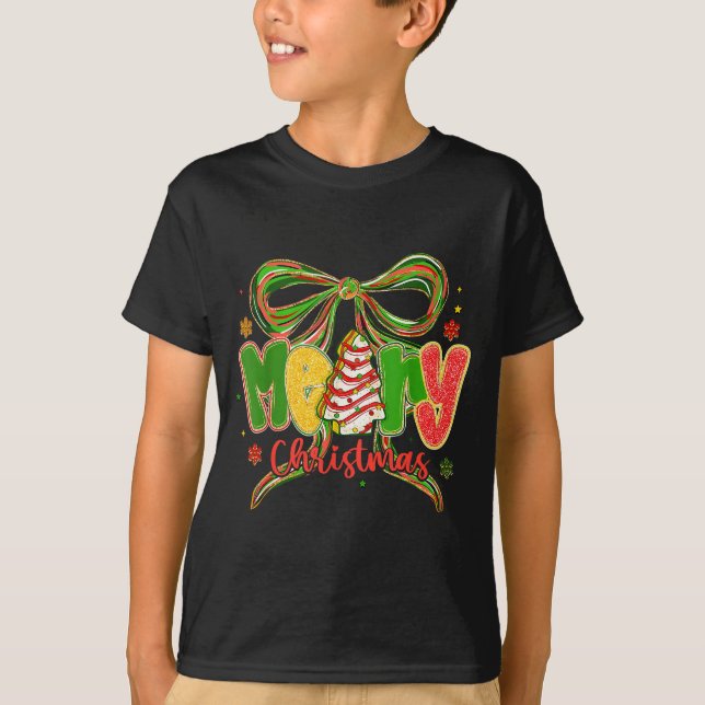 Coquette Bow Merry Christmas Xmas Family Pajamas H T-Shirt (Front)
