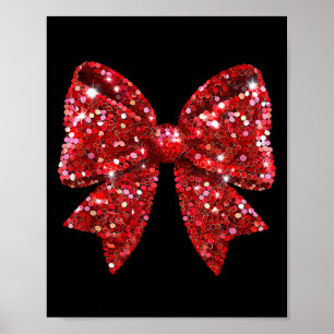 Coquette Bow Merry Christmas Xmas Sparkle Family H Poster