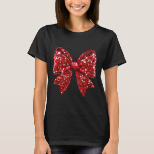 Coquette Bow Merry Christmas Xmas Sparkle Family H T-Shirt