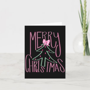 Coquette Bow Merry Christmas Xmas Tree Family Paja Card