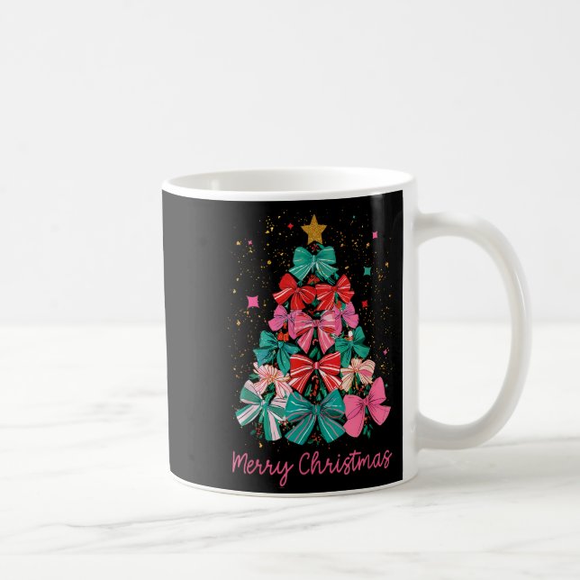 Coquette Bow Merry Christmas Xmas Tree Family Paja Coffee Mug (Right)