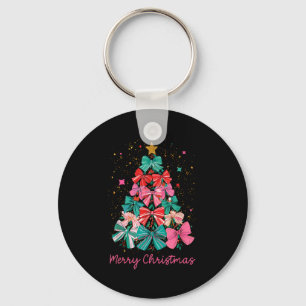 Coquette Bow Merry Christmas Xmas Tree Family Paja Key Ring