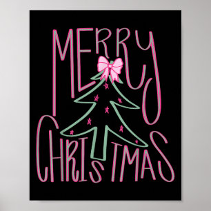 Coquette Bow Merry Christmas Xmas Tree Family Paja Poster
