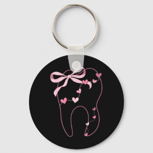 Coquette Bow Molar Dentist Dental Hygienist Valent Key Ring