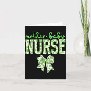Coquette bow mother baby nurse st patrick's day rn card