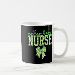 Coquette bow mother baby nurse st patrick's day rn coffee mug