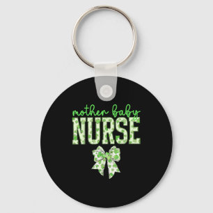 Coquette bow mother baby nurse st patrick's day rn key ring