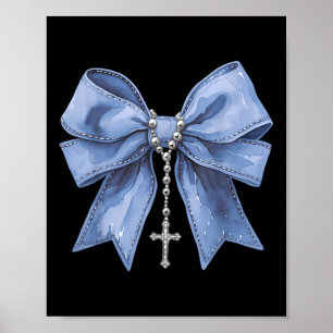 Coquette Bow Necklace Jesus Cross Christian Religi Poster