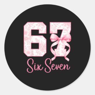Coquette Bow Number 67 Funny Meme Nk Floral Women Classic Round Sticker