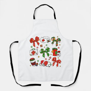 Coquette Bow Nurse Christmas Nursing Merry Xmas Apron