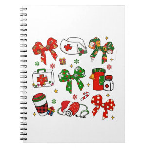 Coquette Bow Nurse Christmas Nursing Merry Xmas Notebook