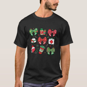 Coquette Bow Nurse Nursing Christmas Xmas Holiday T-Shirt