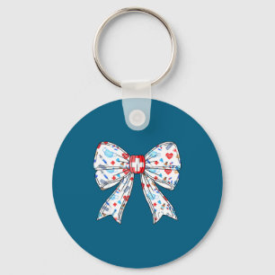 Coquette Bow Nurse Registered Nurse Illustration Key Ring