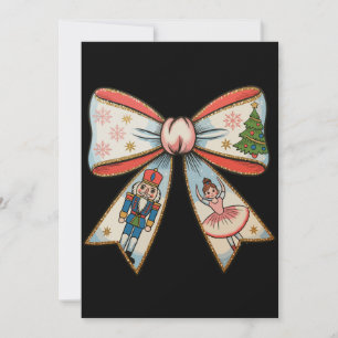 Coquette Bow Nutcracker Christmas Family Holiday Card