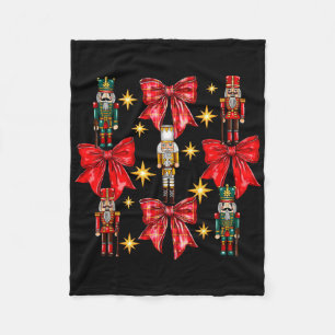 Coquette Bow Nutcracker Xmas Merry Christmas Famil Fleece Blanket