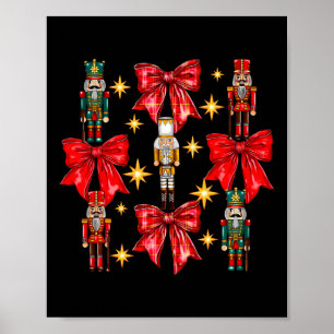 Coquette Bow Nutcracker Xmas Merry Christmas Famil Poster