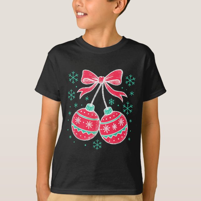 Coquette Bow Nuts Ornament Christmas Xmas Family H T-Shirt (Front)