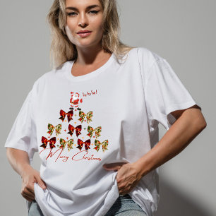 Coquette Bow Panel Santa Christmas Tri-Blend Shirt