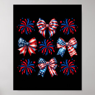 Coquette Bow Patriotic American Usa Flag Happy 4th Poster