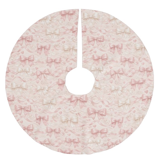 Coquette Bow Pattern Brushed Polyester Tree Skirt (Front)