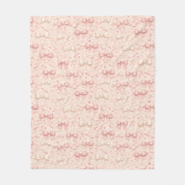 Coquette Bow Pattern Fleece Blanket (Front)