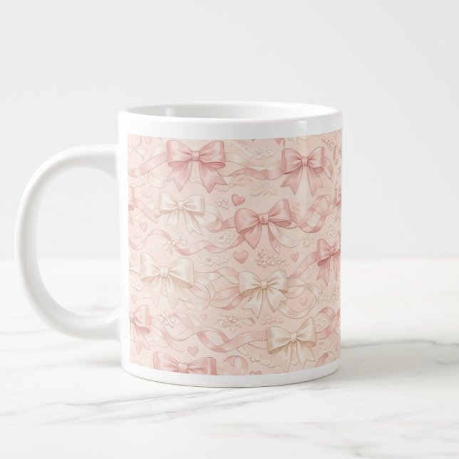 Coquette Bow Pattern Large Coffee Mug (Left)