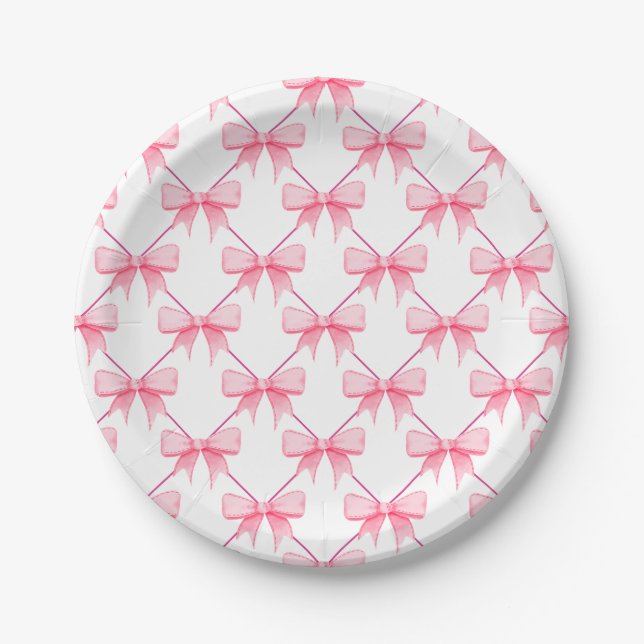 Coquette Bow Pattern  Paper Plate (Front)