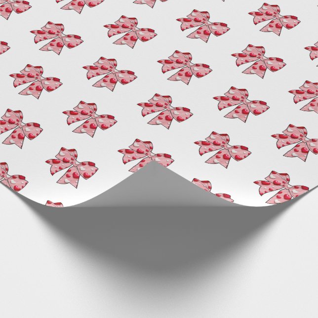 Coquette Bow Pattern Pink & White Valentine's Day Wrapping Paper (Corner)