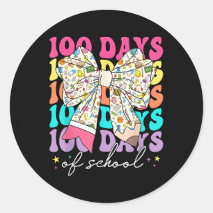 Coquette Bow Pencil 100 Days Of School Student Tea Classic Round Sticker
