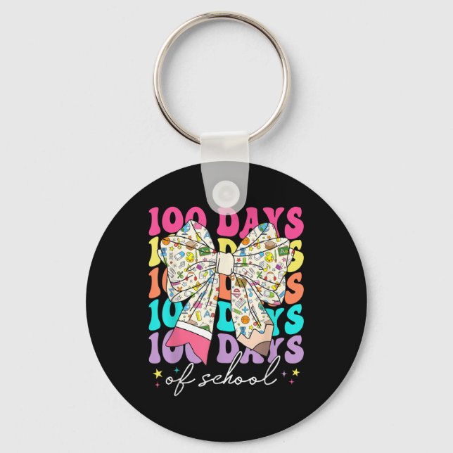 Coquette Bow Pencil 100 Days Of School Student Tea Key Ring (Front)