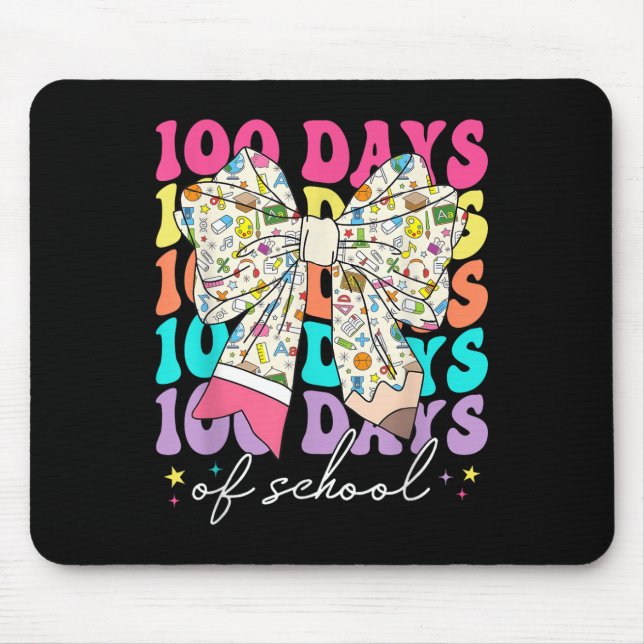 Coquette Bow Pencil 100 Days Of School Student Tea Mouse Pad (Front)