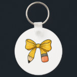 Coquette Bow Pencil Back To School First Day Teach Key Ring<br><div class="desc">Coquette Bow Pencil Back To School First Day Teacher Student 1</div>