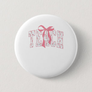 Coquette Bow Pencil Design Teacher Educators   6 Cm Round Badge