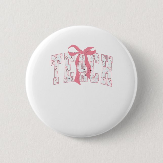 Coquette Bow Pencil Design Teacher Educators   6 Cm Round Badge (Front)