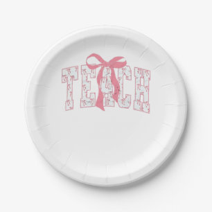 Coquette Bow Pencil Design Teacher Educators Paper Plate