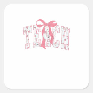 Coquette Bow Pencil Design Teacher Educators   Square Sticker