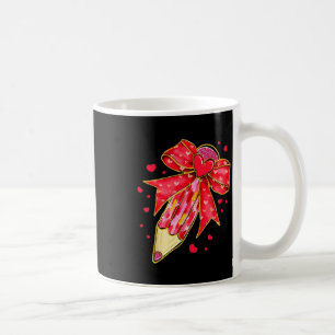 Coquette Bow Pencil Heart Teacher Valentine Coffee Mug