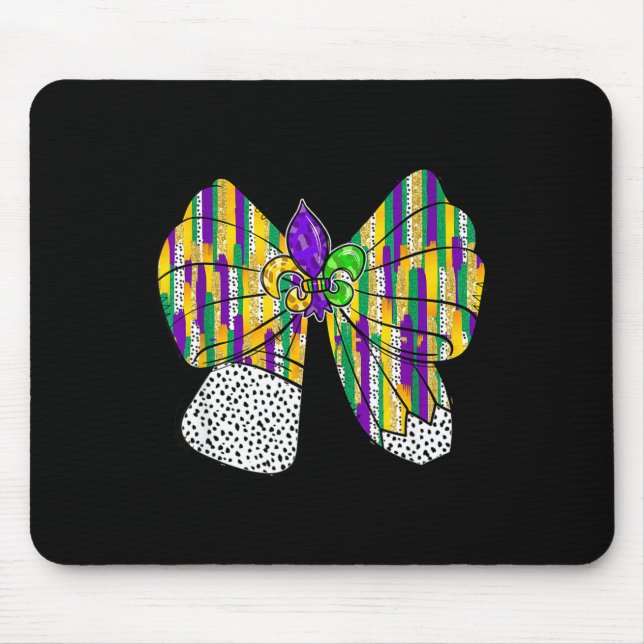 Coquette Bow Pencil Mardi Gras Fleur-de-lis Teache Mouse Pad (Front)