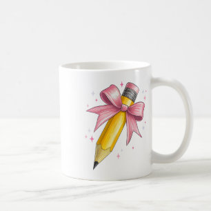 Coquette Bow Pencil Teacher Student First Day Back Coffee Mug