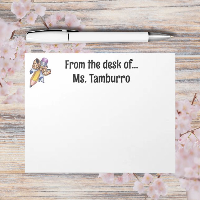 Coquette bow personalised with name back to school notepad (Creator Uploaded)