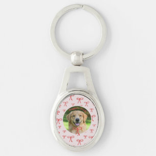 Coquette Bow Personalized Pet Photo Keychain