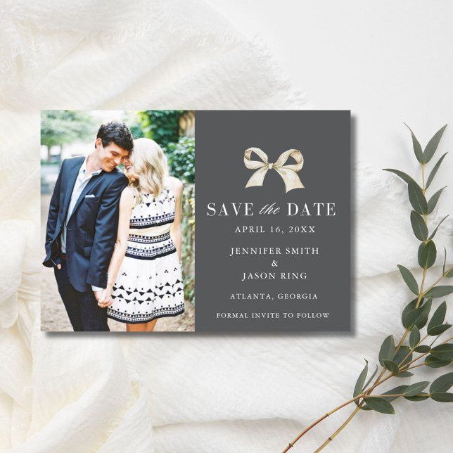 Coquette Bow Photo Wedding Save the Date (Coquette Bow Photo Wedding Save the Date)