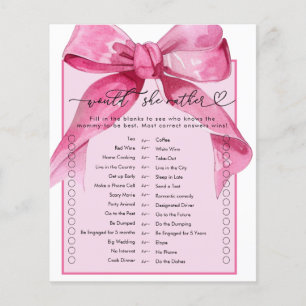 Coquette Bow   Pink Baby Girl Shower Game