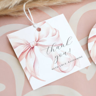 Coquette Bow Pink Baby Shower Favour Tags