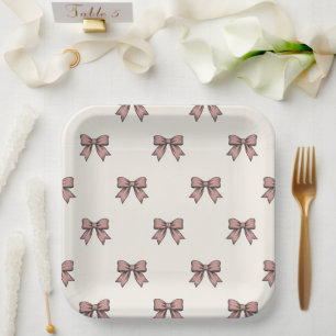 Coquette Bow Pink Birthday Party Paper Plate